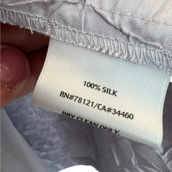 Eileen Fisher Crinkle Texture 100% Silk Button Jacket & Tank Top Set Silver Sz S - Picture 2 of 13